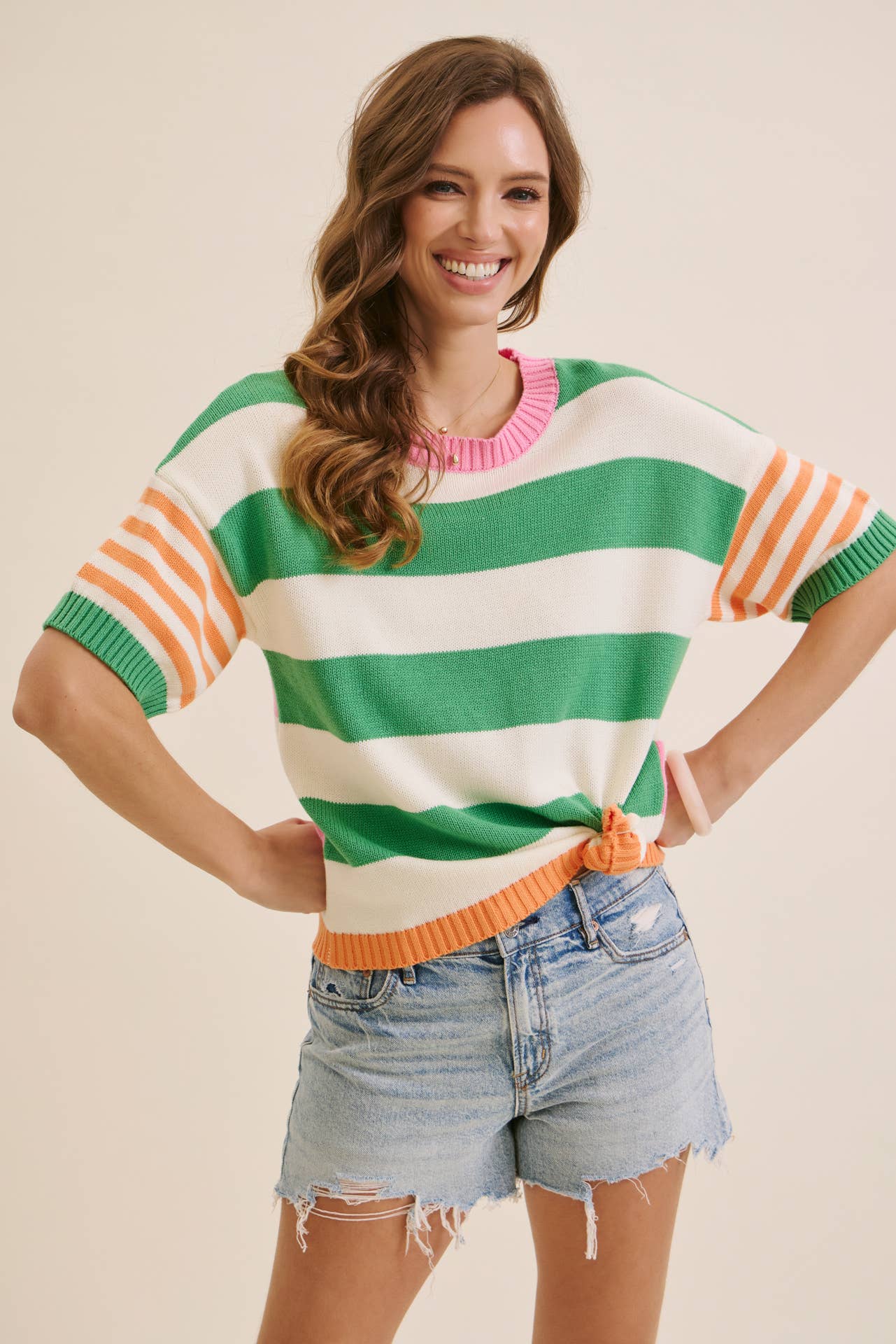 Summer multi stripe sweater top