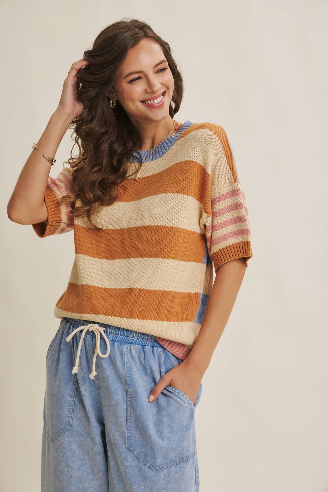 Summer multi stripe sweater top