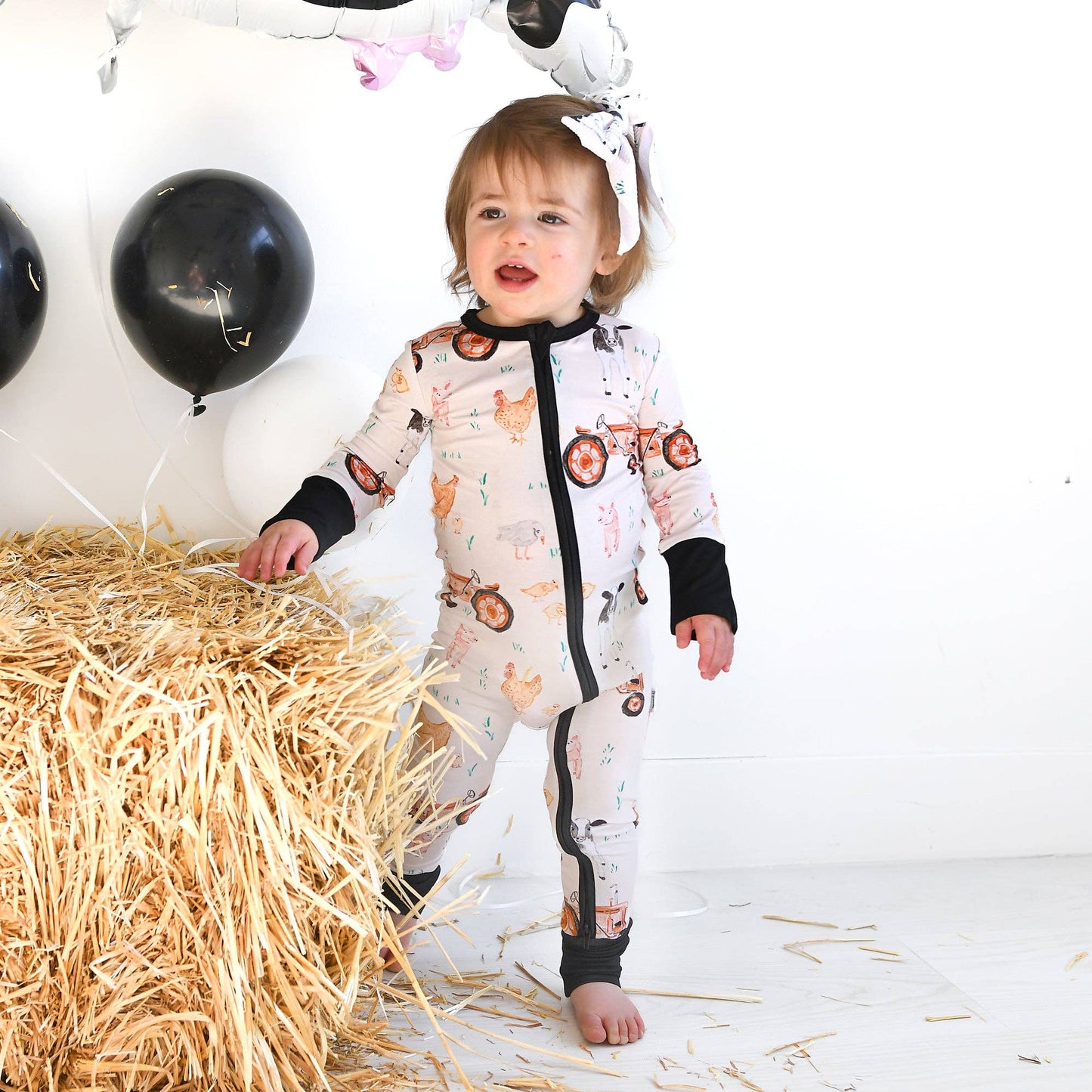 Millie Moo ZIP Bamboo Farm OnePiece 2-Way Zipper Baby Outfit