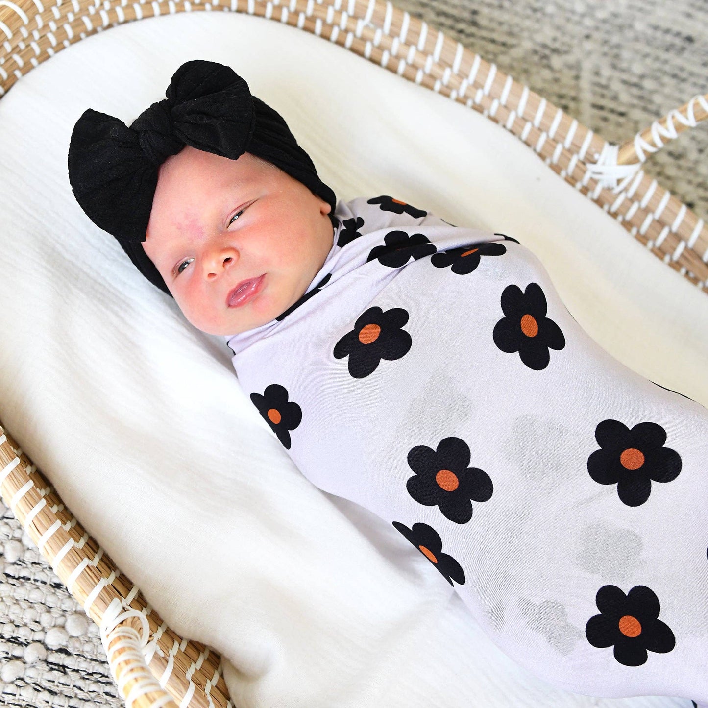 Lizzy SWADDLE Bamboo Floral Baby Blanket Coming Home Gift