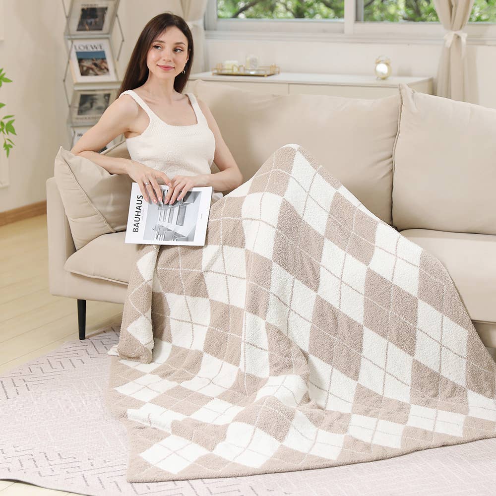 Argyle Reversible Throw Blanket
