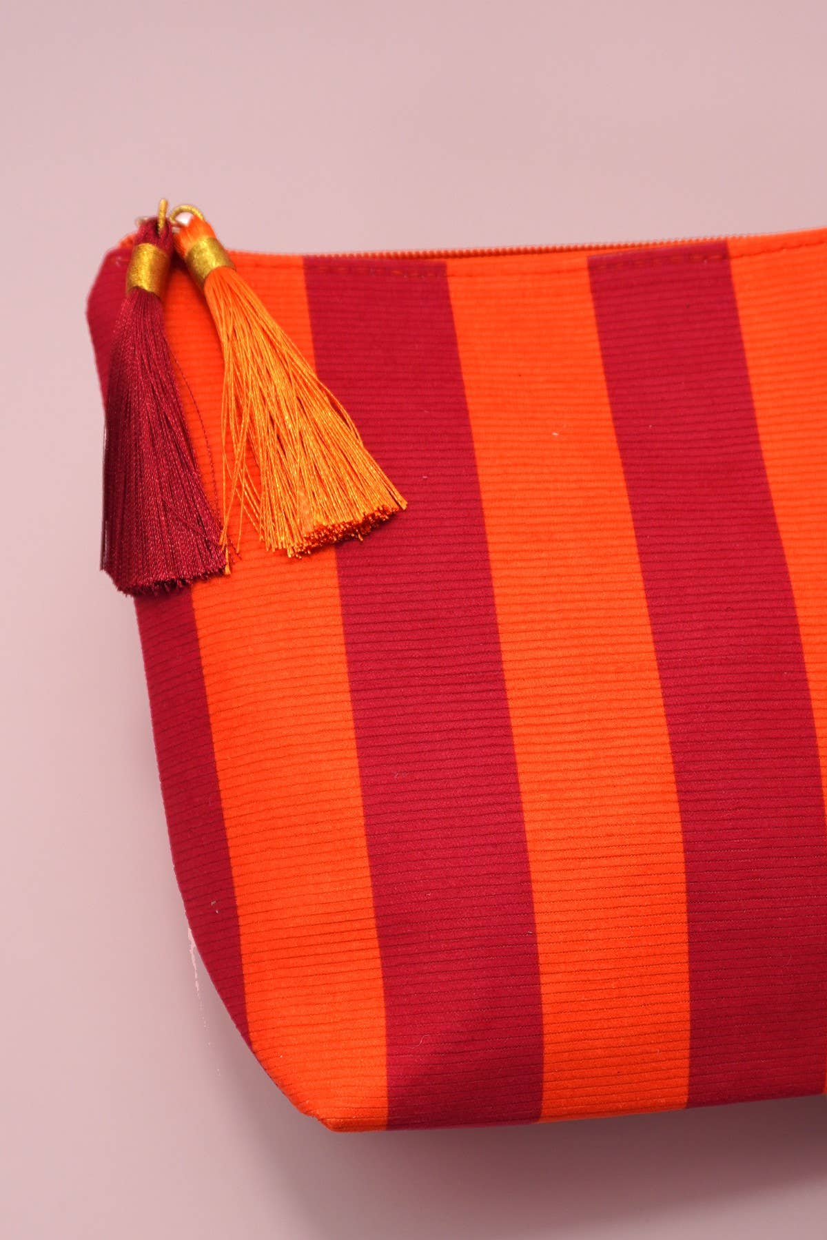 Black & White Striped Tassel Makeup Pouch