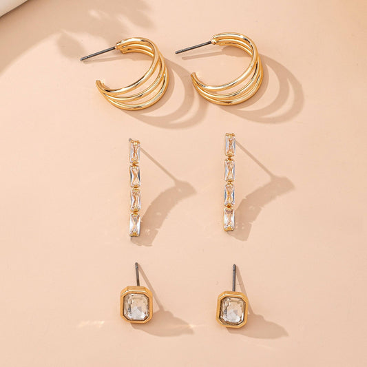 Emerald-Cut Crystal Baguette Linear & Hoop Huggies