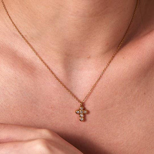 Mini Cross Stone Necklace