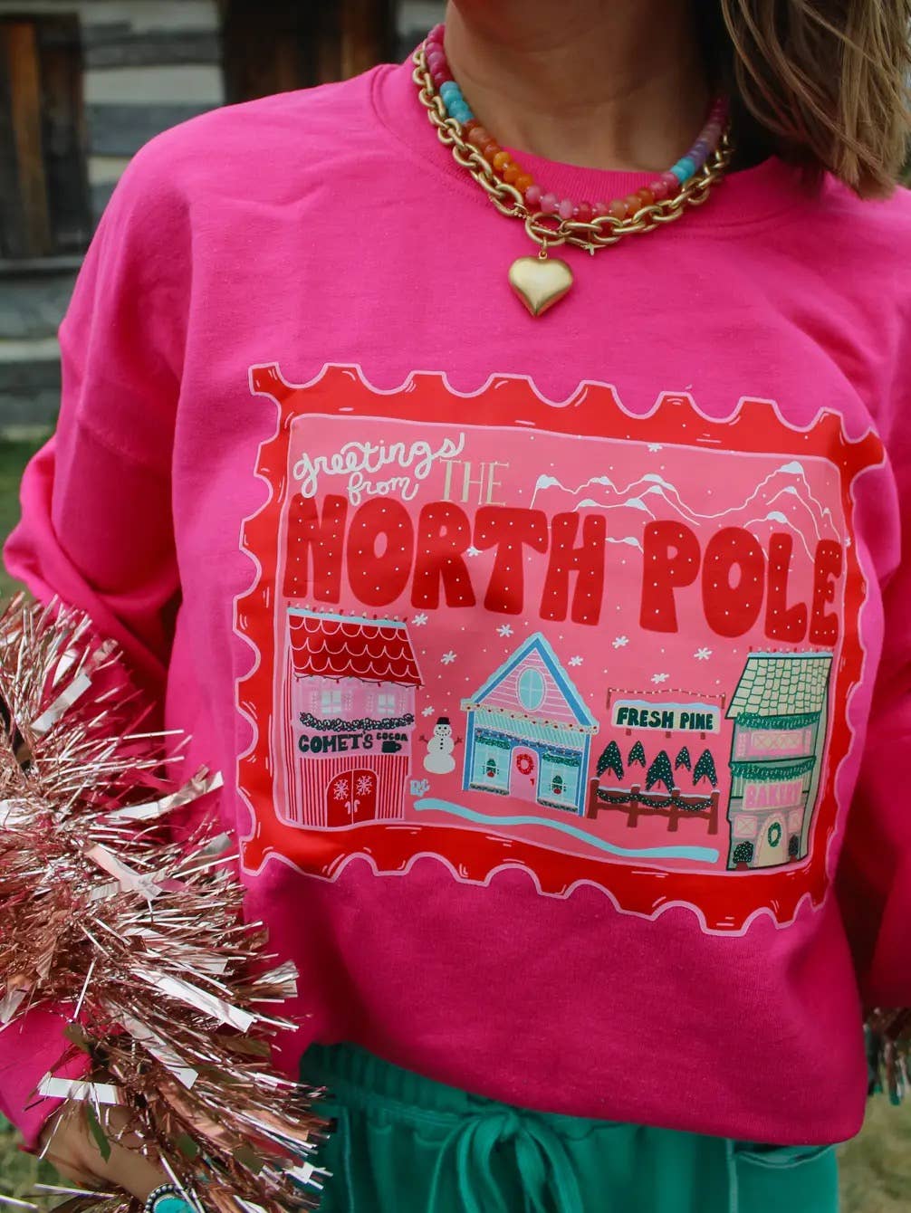 Greetings From The North Pole Green Crewneck