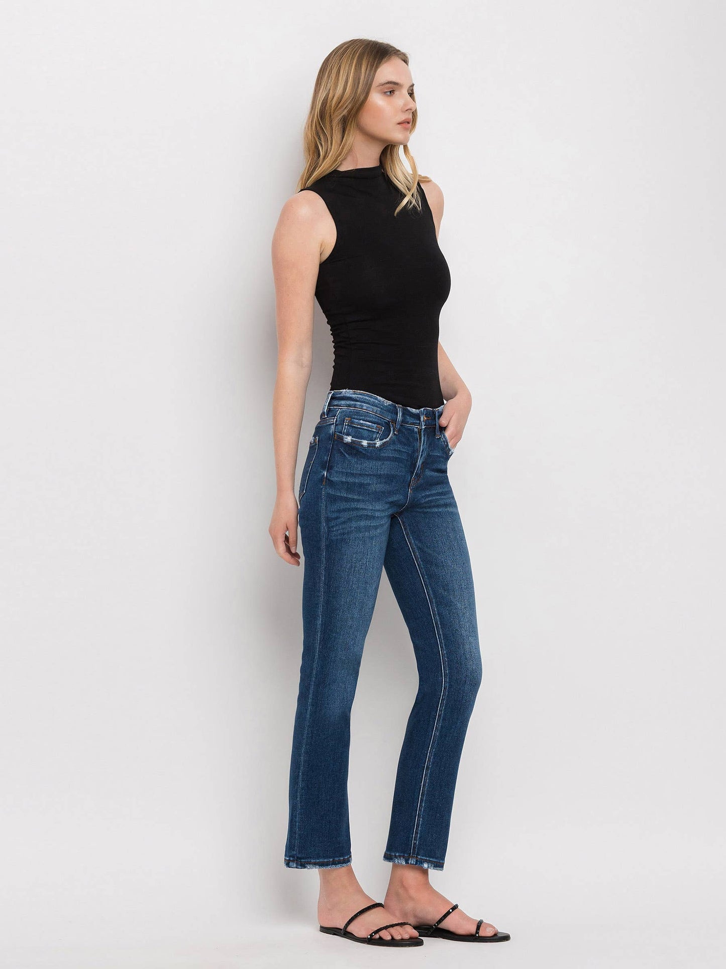 Flying Monkey Mid Rise Ankle Slim Straight Jeans