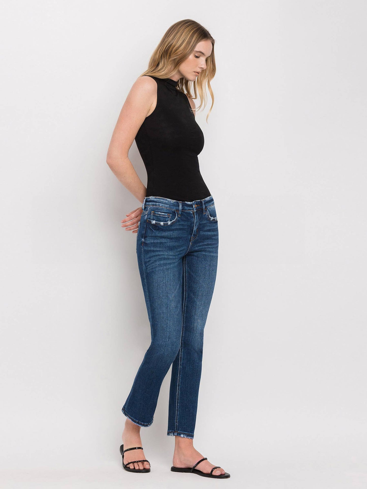 Flying Monkey Mid Rise Ankle Slim Straight Jeans