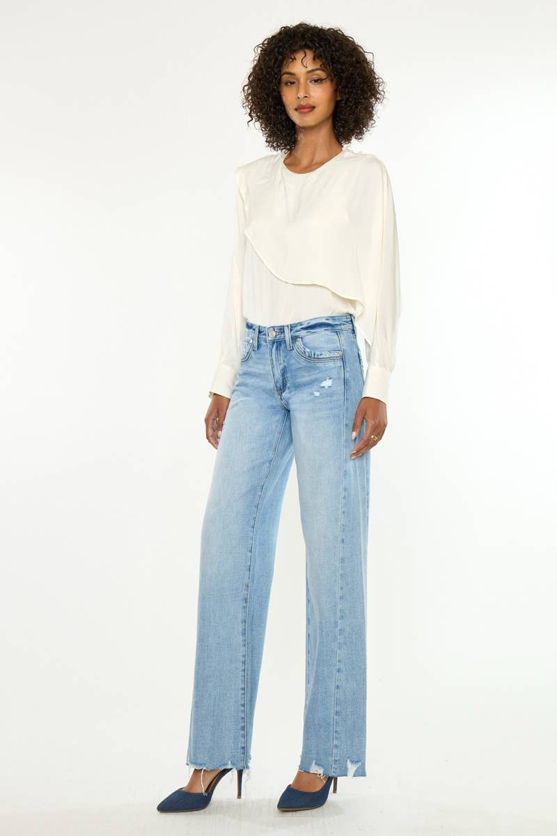 Kan Can Mid Rise Wide Leg Medium light wash
