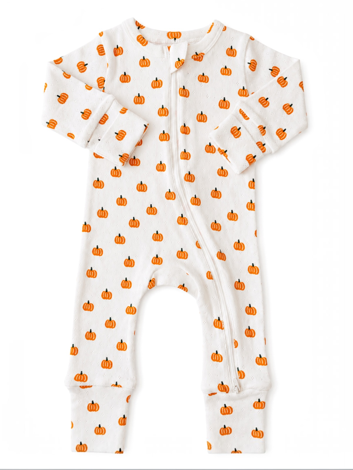 Pumpkin / Organic Pointelle 2-Way Zip Romper