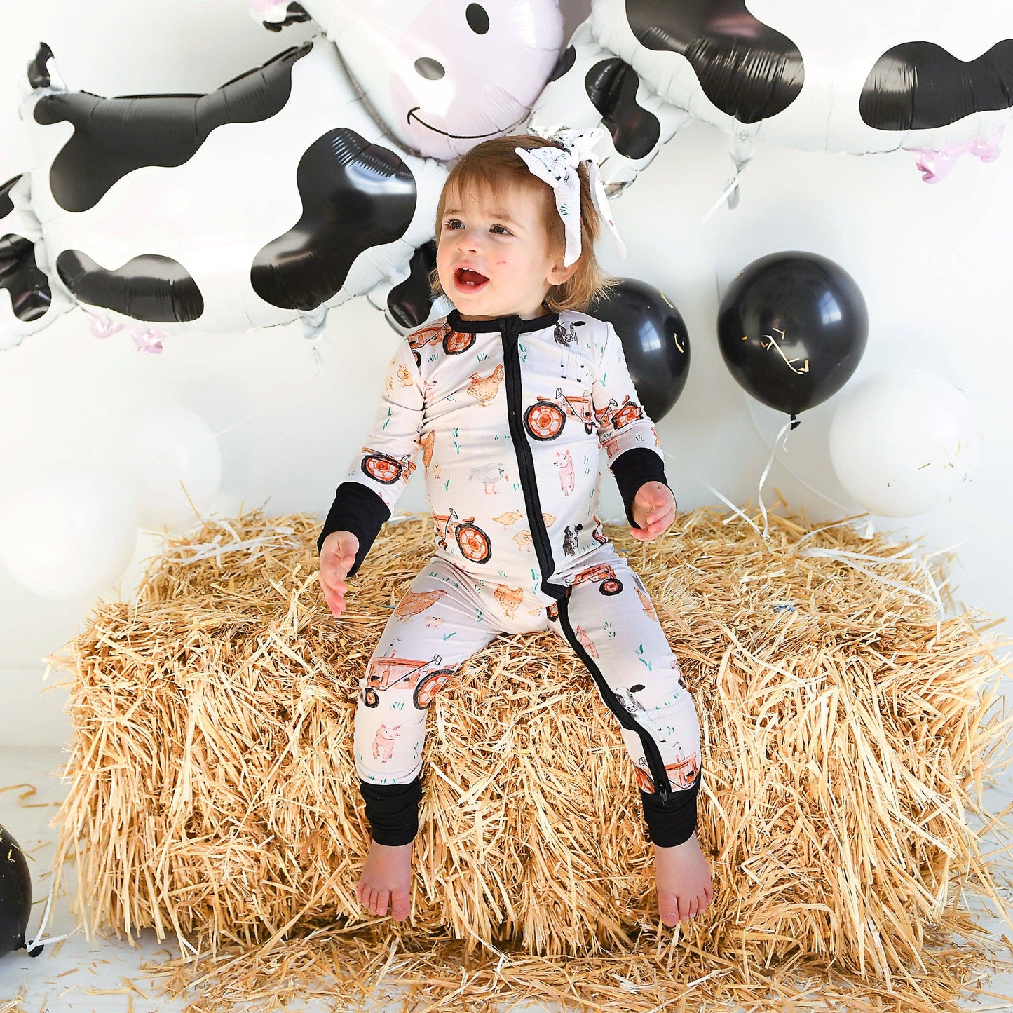 Millie Moo ZIP Bamboo Farm OnePiece 2-Way Zipper Baby Outfit