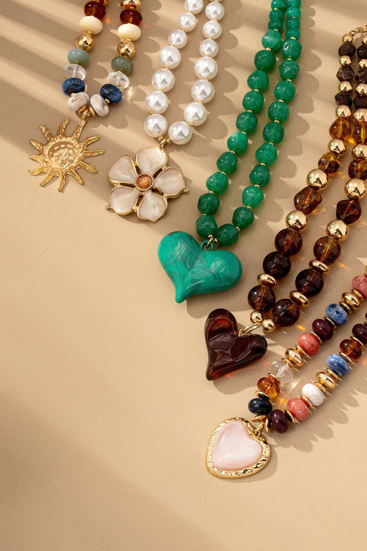 Trending Chunky Beaded Necklace with Charm