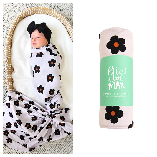 Lizzy SWADDLE Bamboo Floral Baby Blanket Coming Home Gift