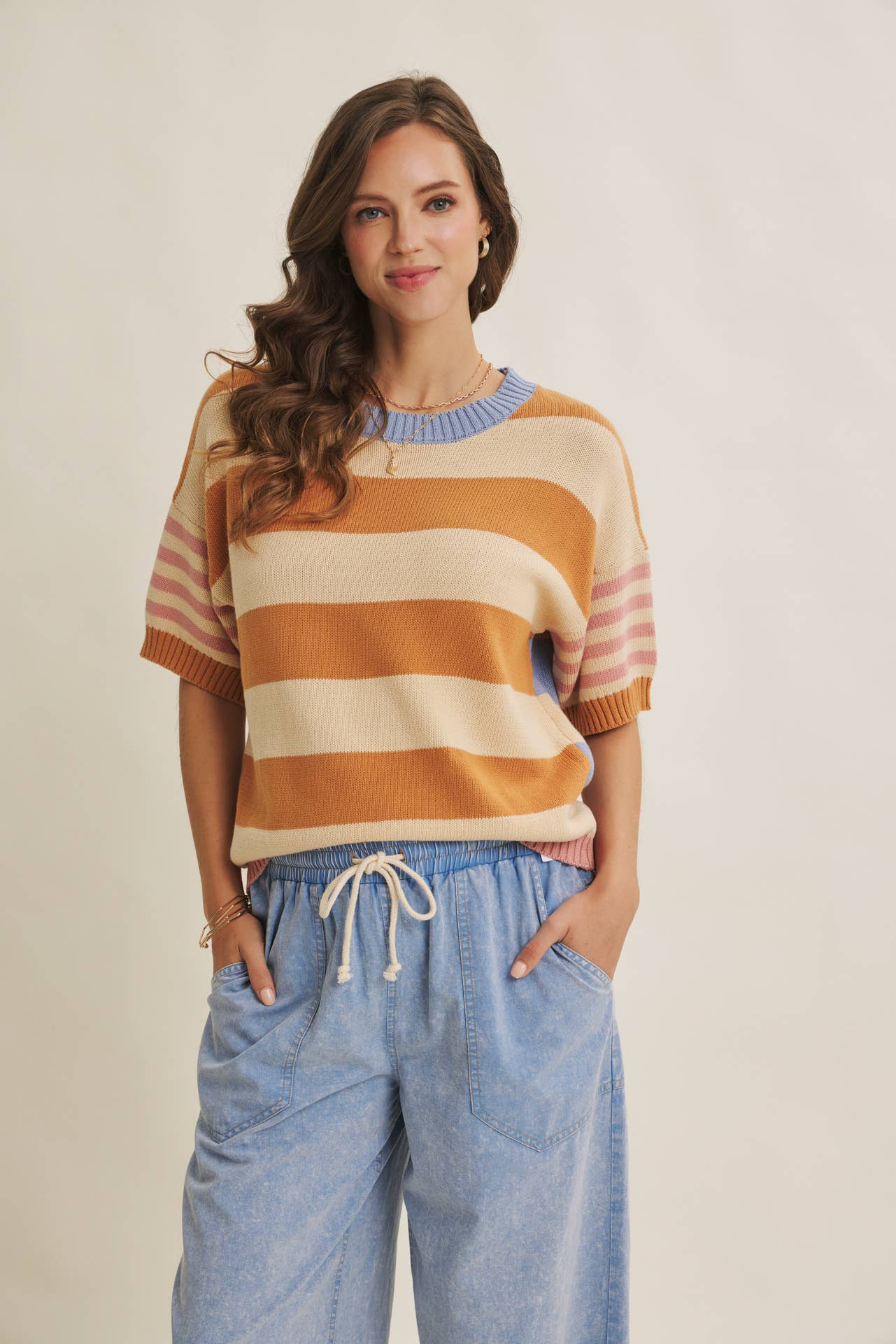 Summer multi stripe sweater top