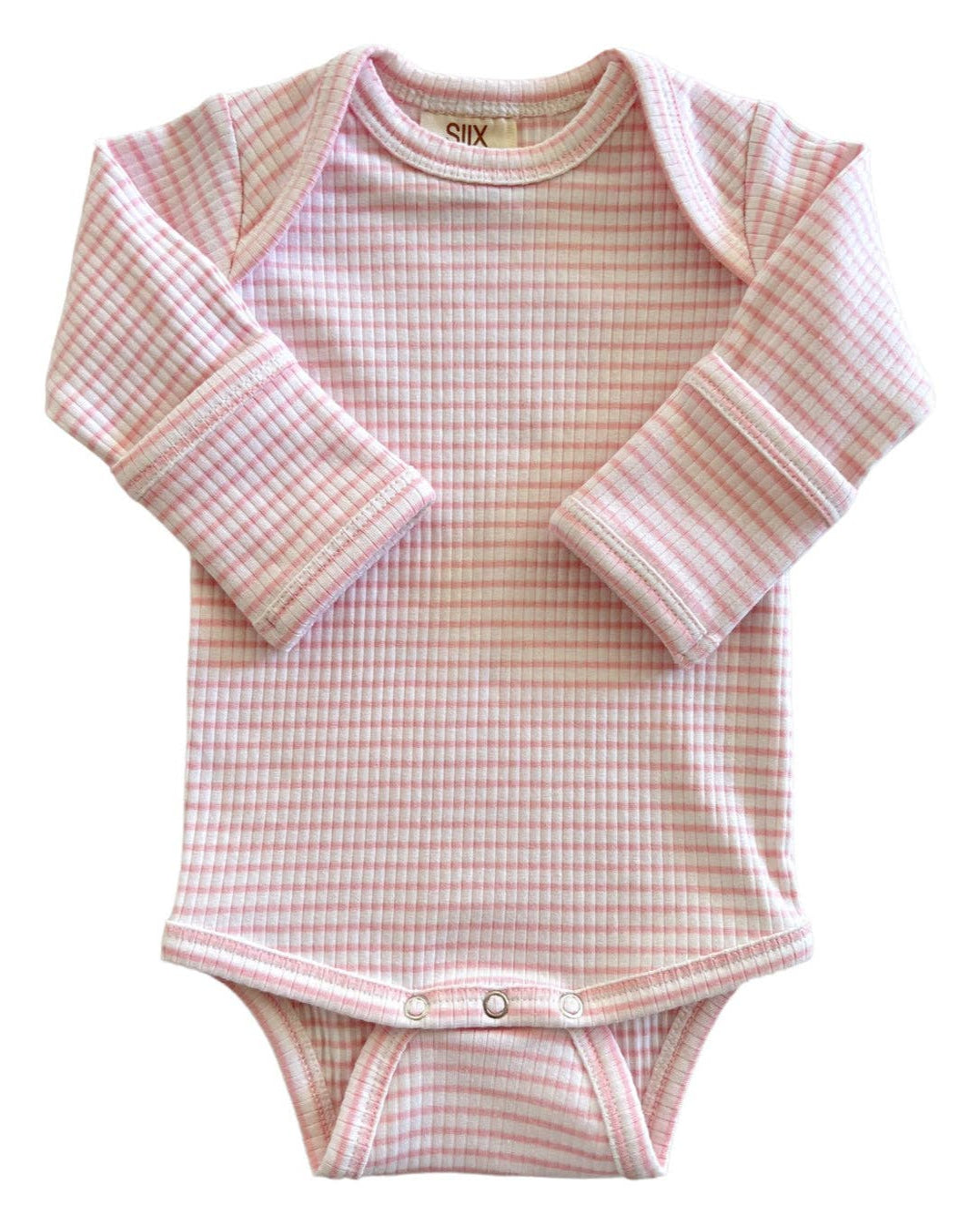 Pink Stripe / Organic Ribbed Long Sleeve Bodysuit
