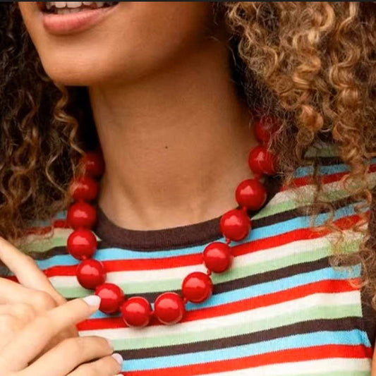 Boho Chunky Beaded Necklace (multiple Colors)