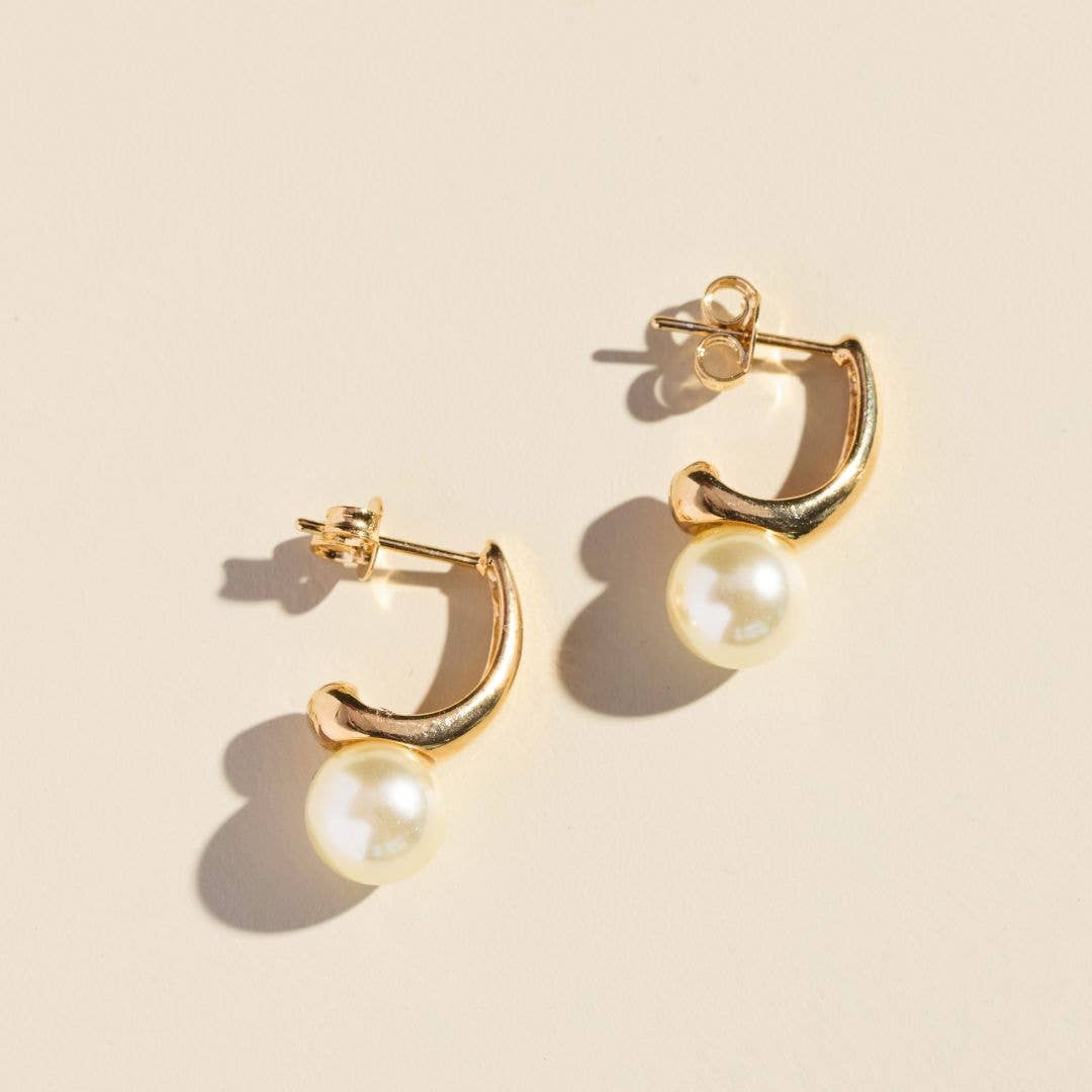 Pearl Drop Studs Nickel & Suede