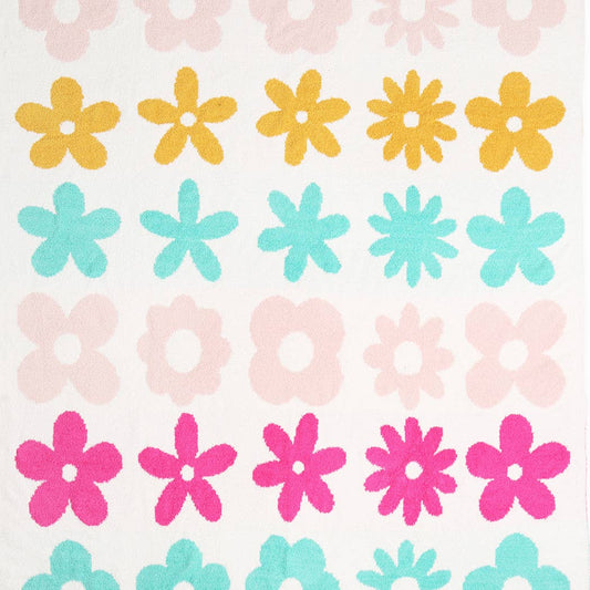 Floral Pattern Sherpa Throw Blanket