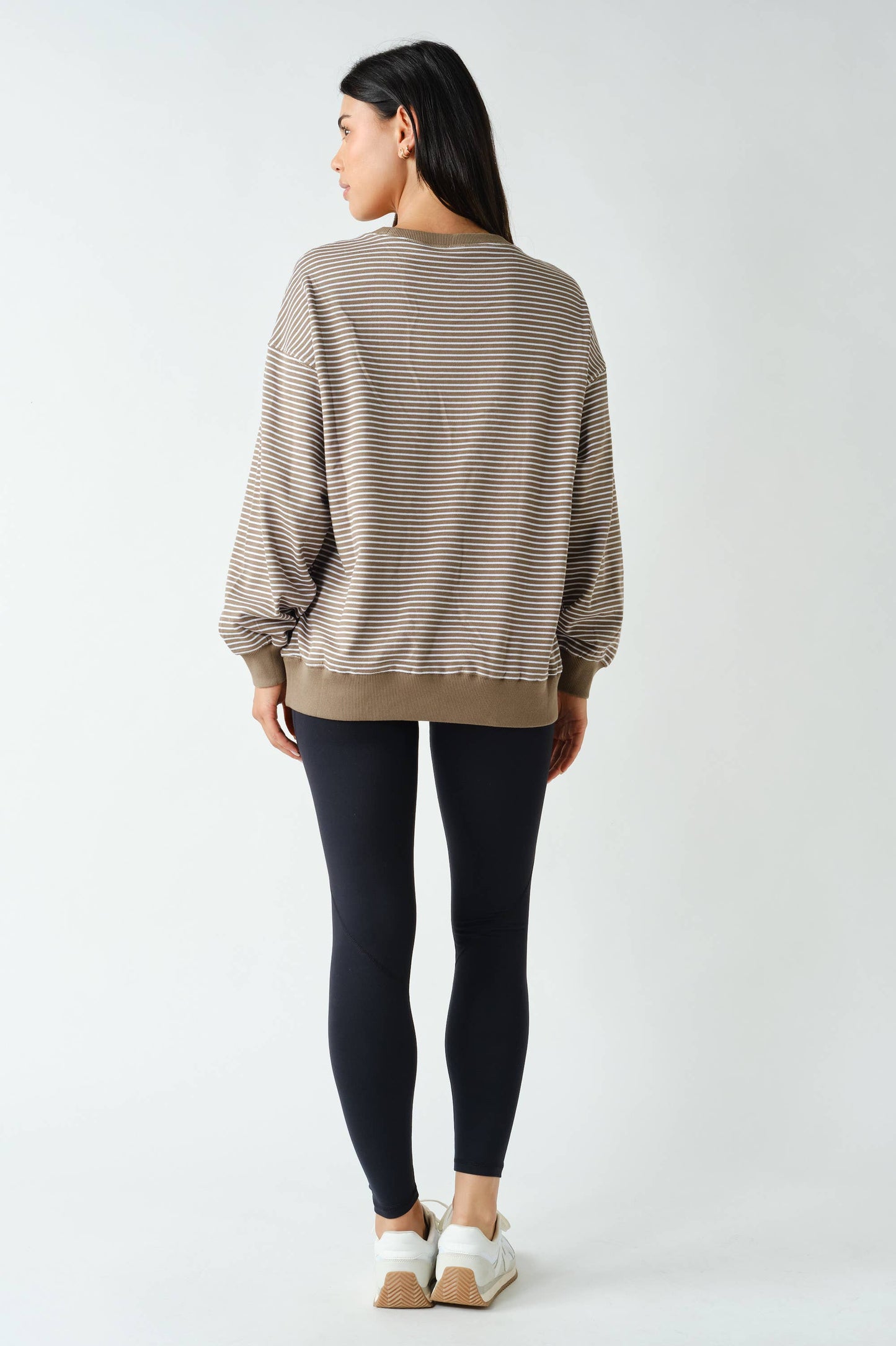 Truffle Coastal Striped Crewneck Sweatshirt
