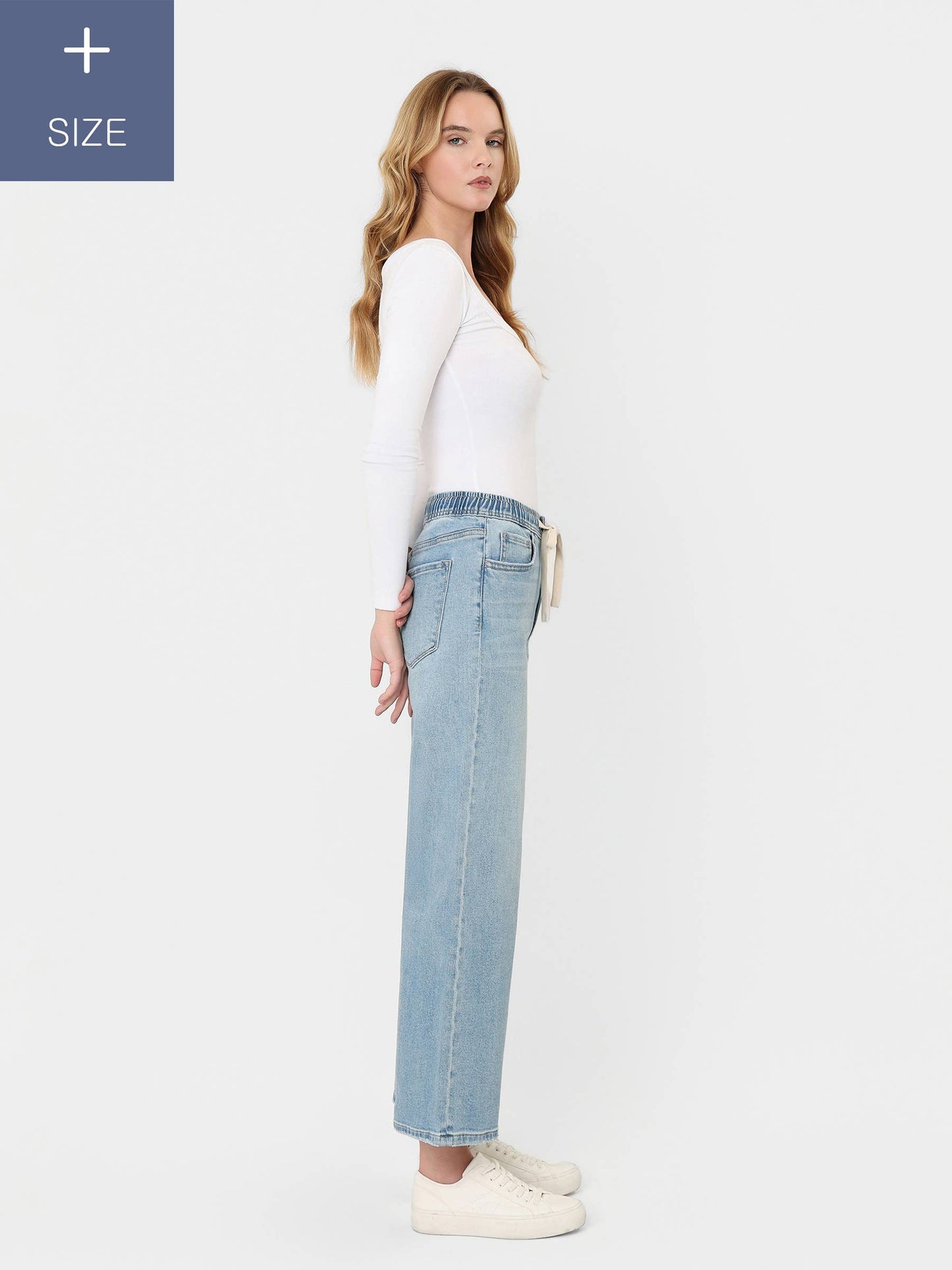 Vervet High Rise Elastic Waistband Crop Wide Leg