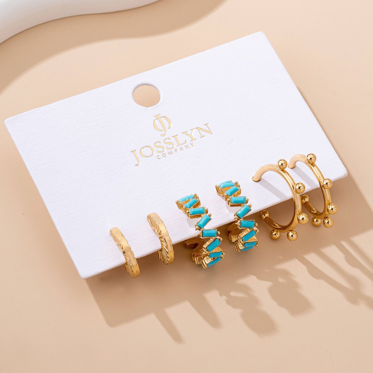 Turquoise Enamel Hoop Trio Earring Set