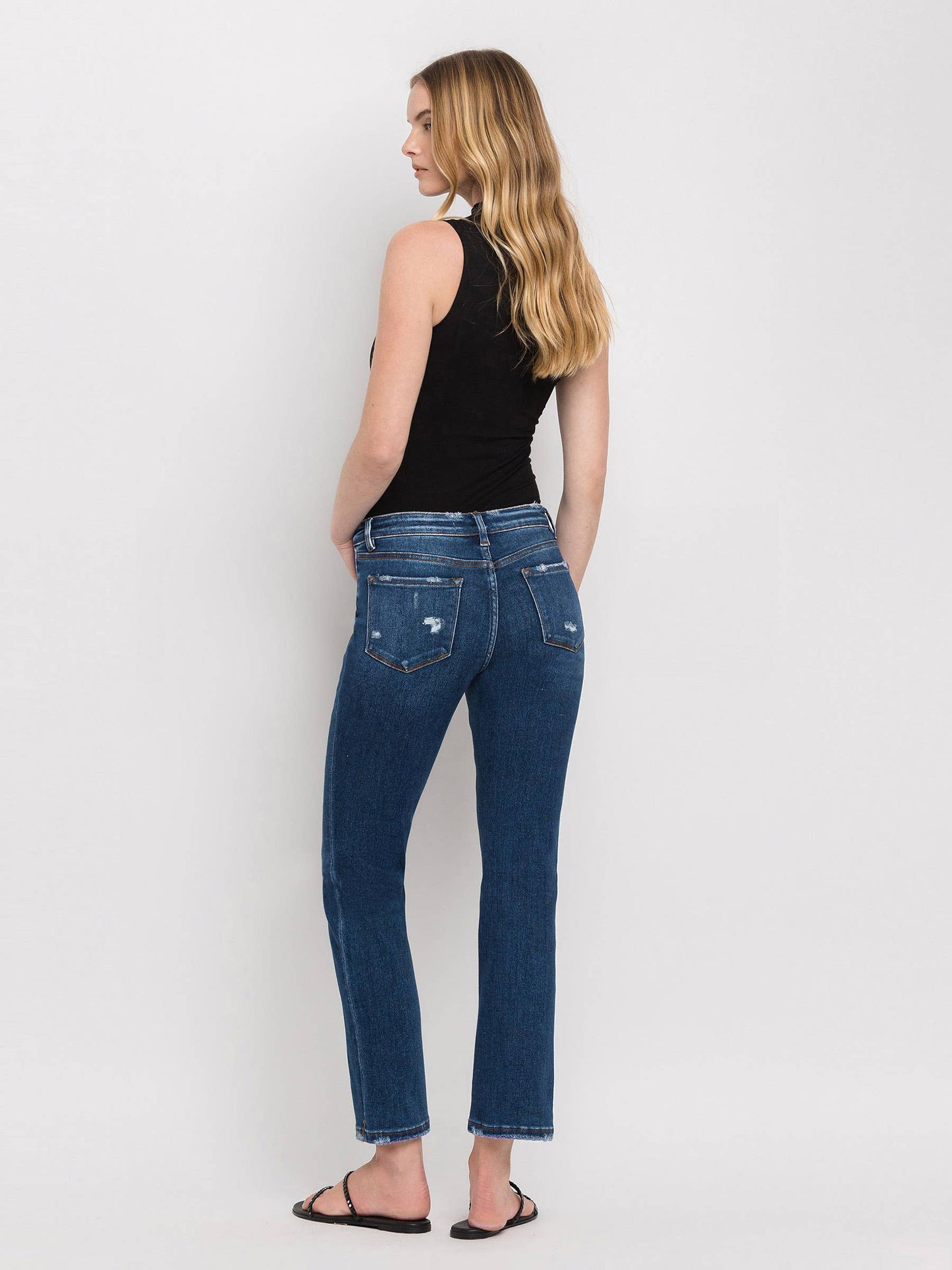 Flying Monkey Mid Rise Ankle Slim Straight Jeans