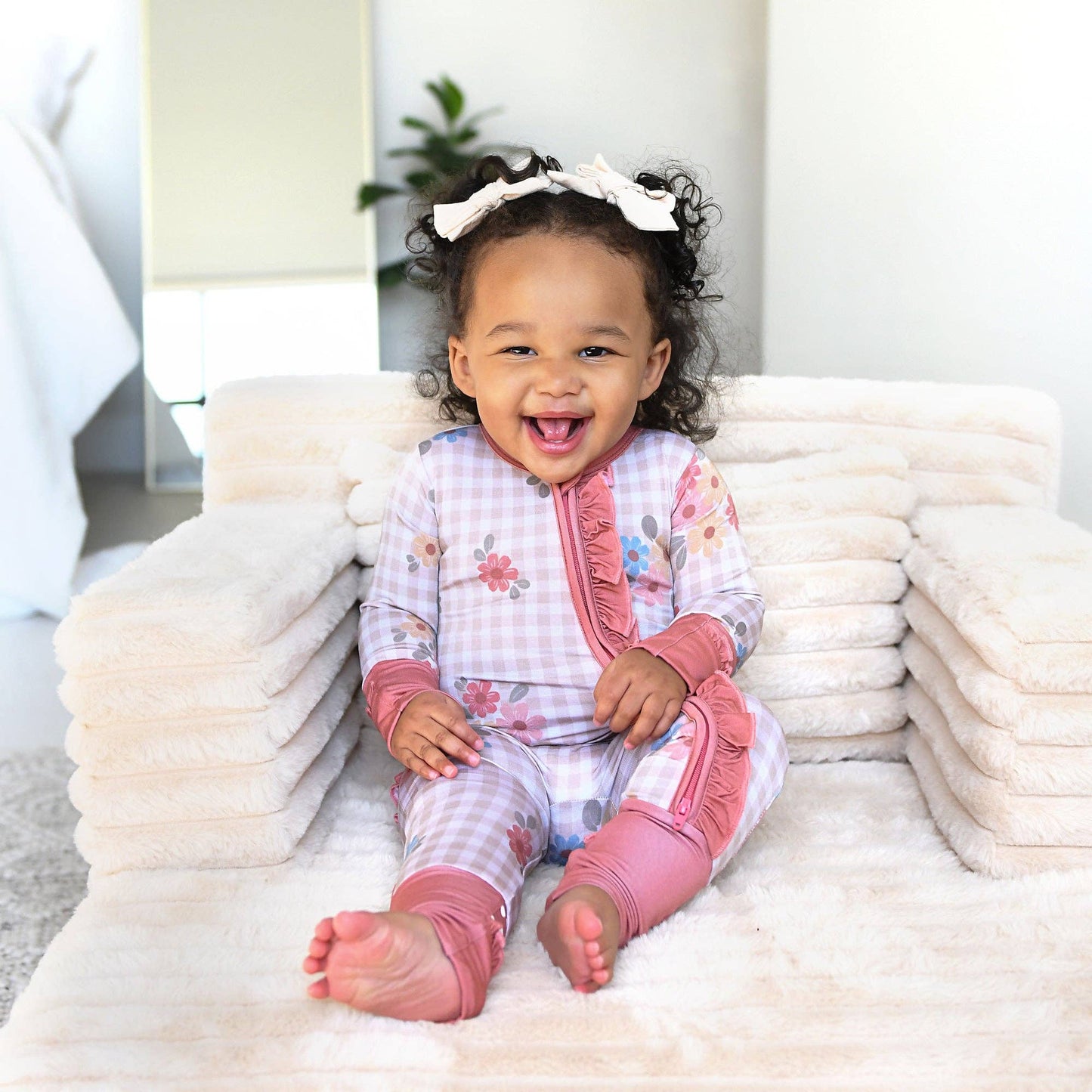 Callie RUFFLE ZIP Bamboo One Piece Floral Baby Outfit
