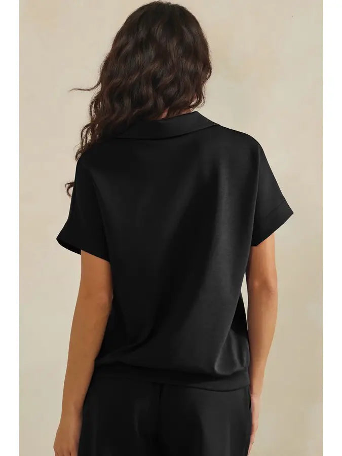 Black Collared thin modal top