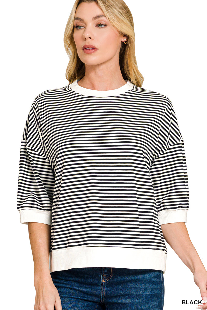 Black Striped Contrast banded top