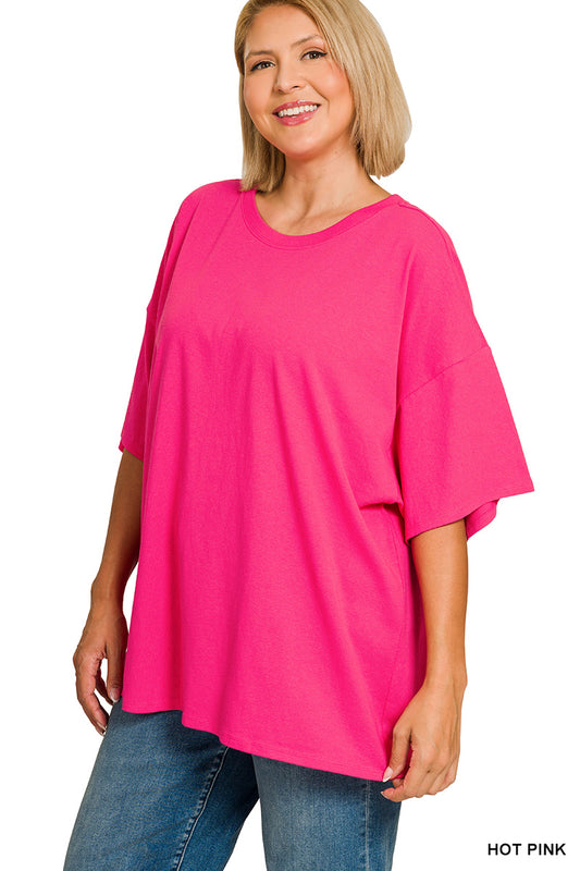 Bright Pink oversized short sleeve tunic tee