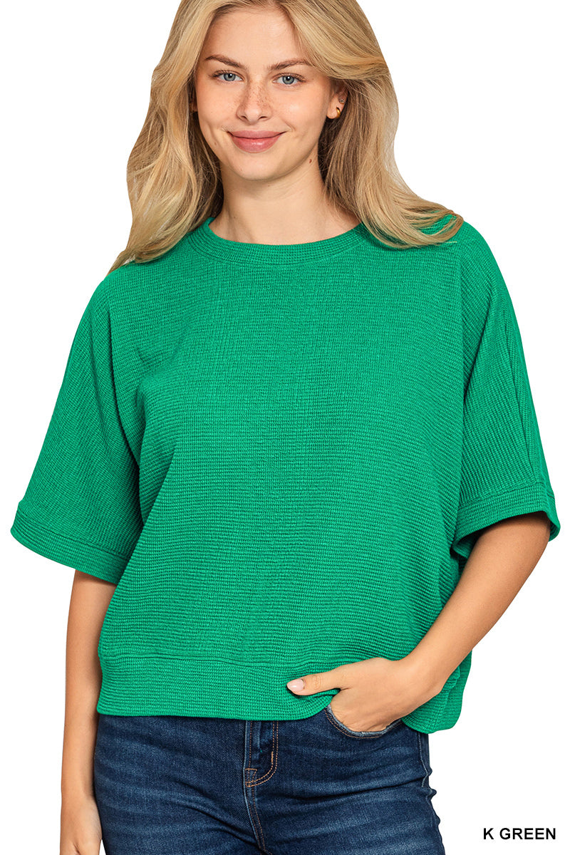 Kelly green double knit short sleeve top