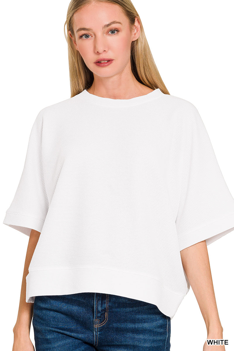 White Double Knit Short Sleeve Top