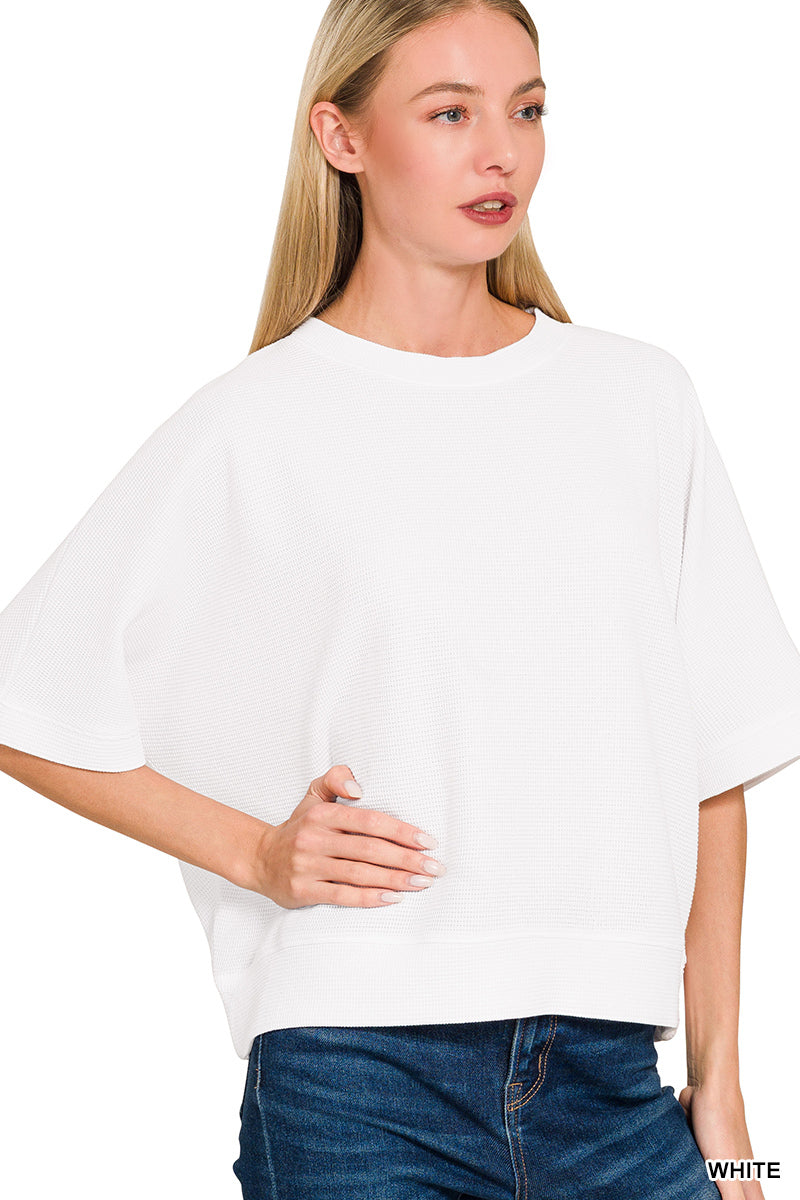 White Double Knit Short Sleeve Top