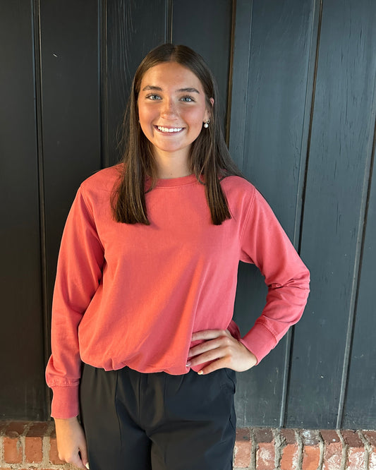 Blushed Brick Mineral Cloud Bubble Hem Pullover