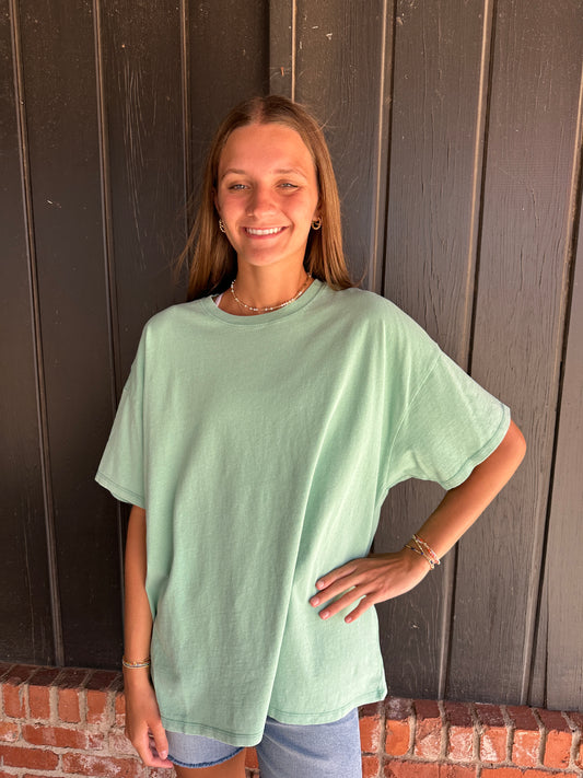 Emerald Mineral Wash Oversized Crew Neck Tee