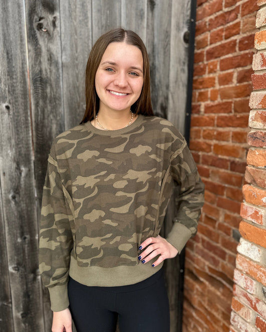 Thermal Camouflage Printed Top With Open seam