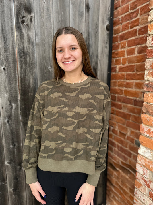 Thermal Camouflage Printed Top With Open seam