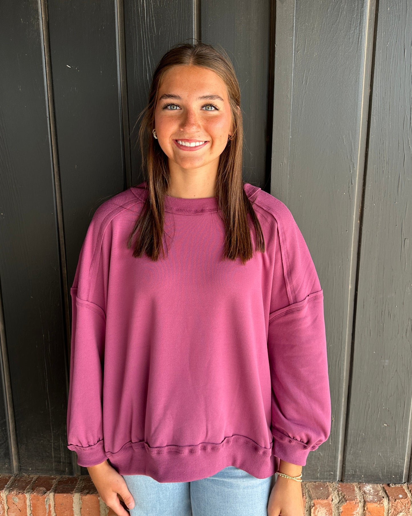 Plum Soft Flow Fleece Loose fit Crewneck