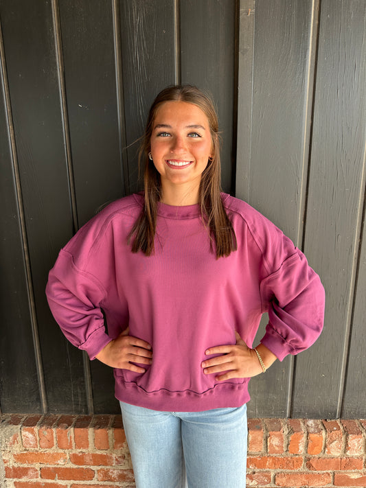Plum Soft Flow Fleece Loose fit Crewneck