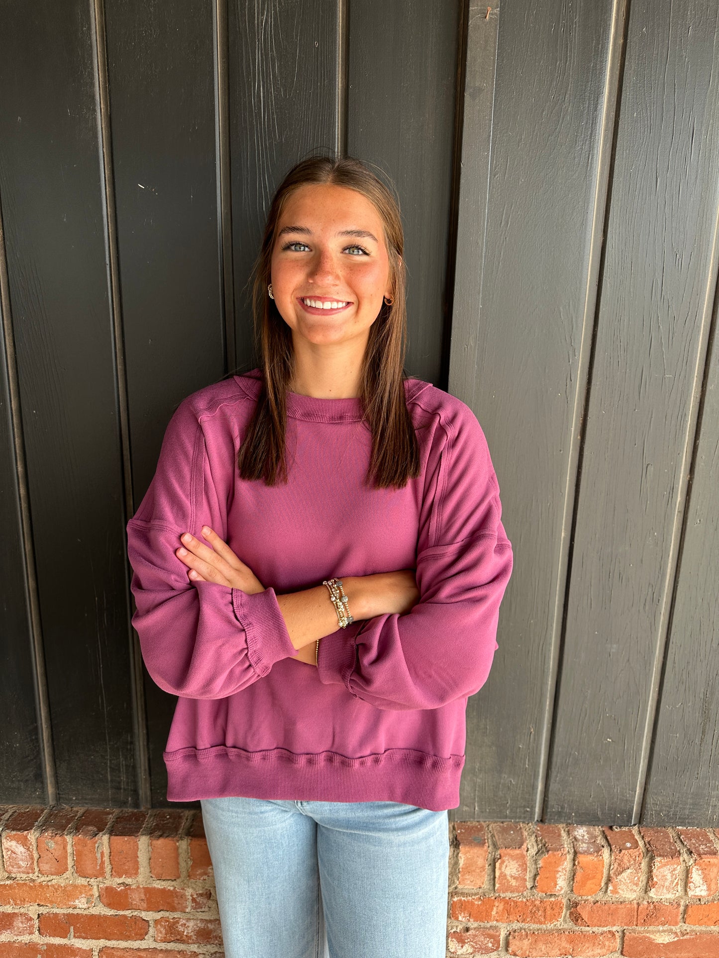 Plum Soft Flow Fleece Loose fit Crewneck