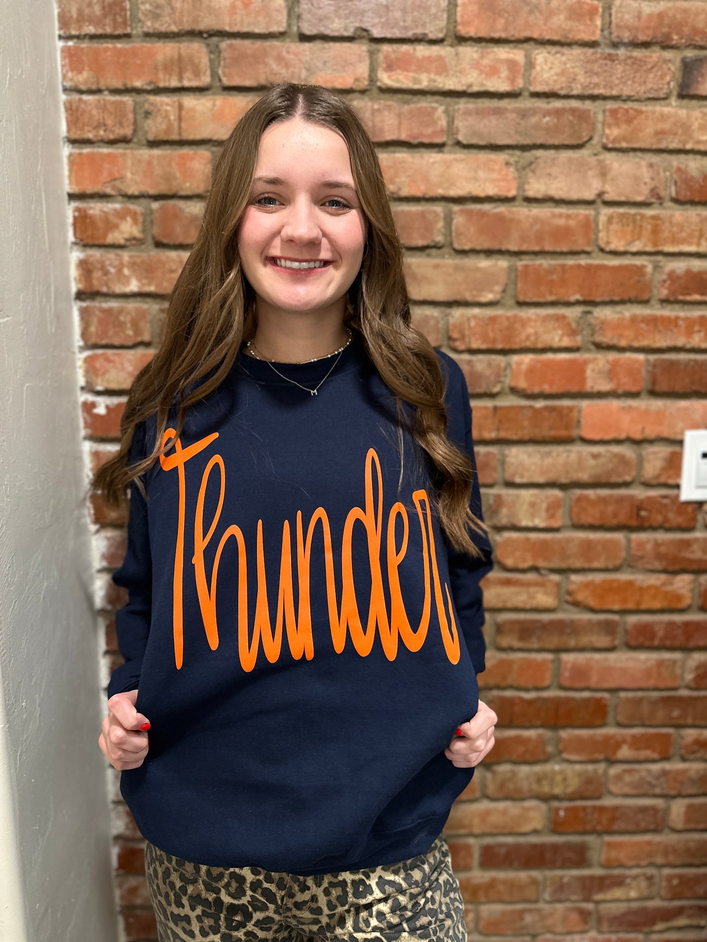 THUNDER Navy Puff Crewneck