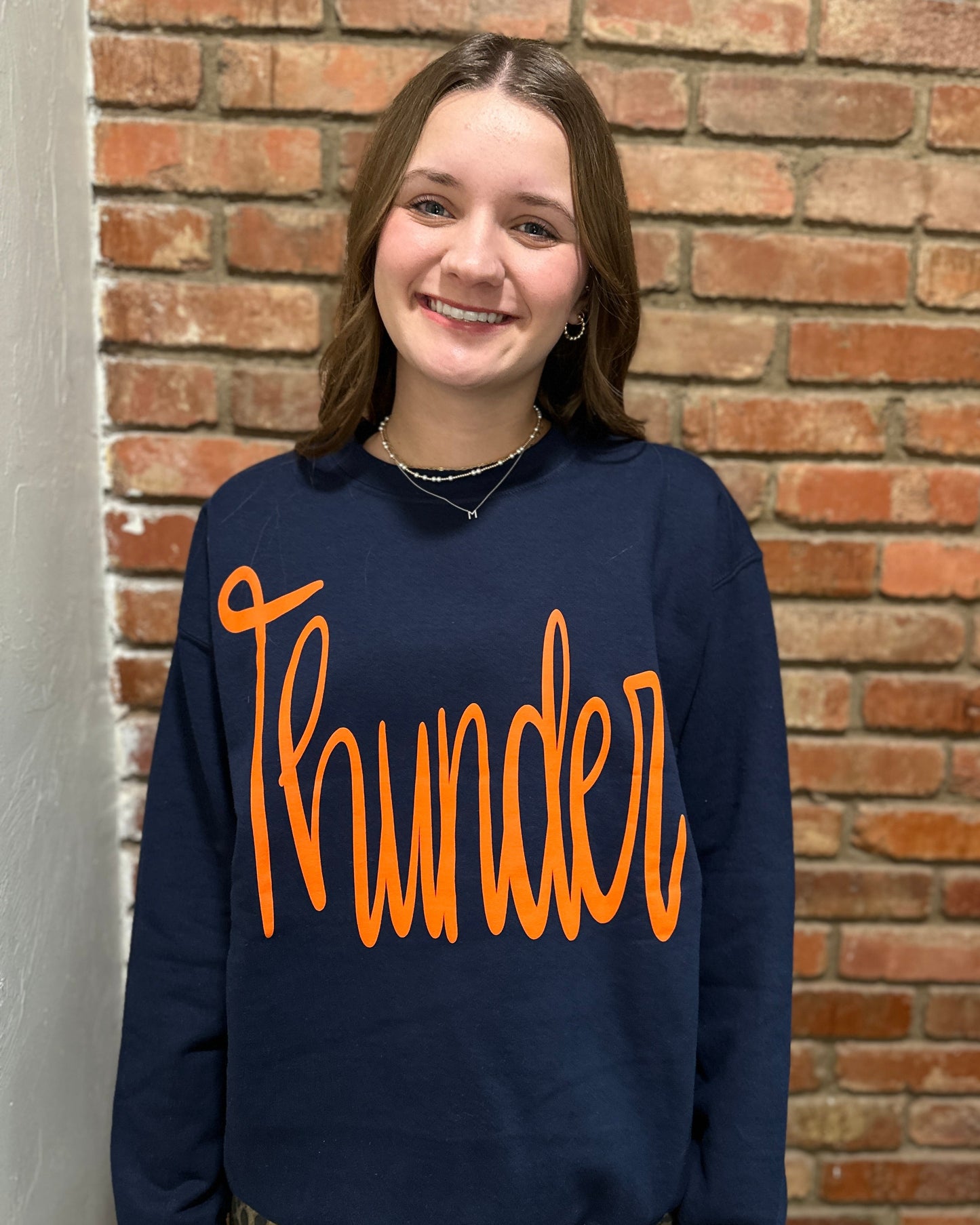 THUNDER Navy Puff Crewneck