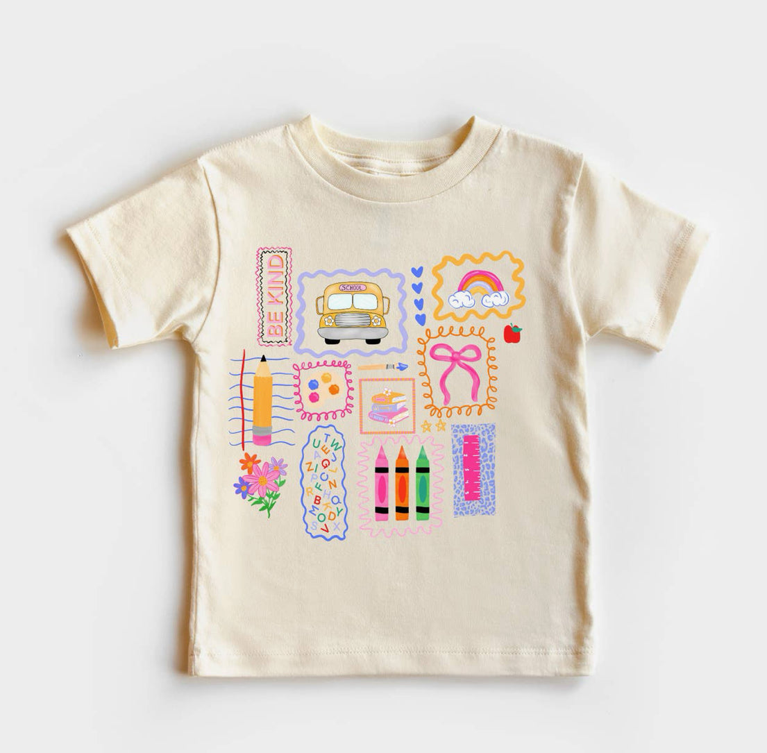 PREORDER!!!!Back To School Doodle Be Kind School Bus Kids Youth Shirt