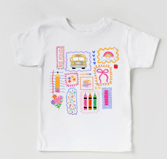 Back To School Doodle Be Kind School Bus Kids Youth Shirt