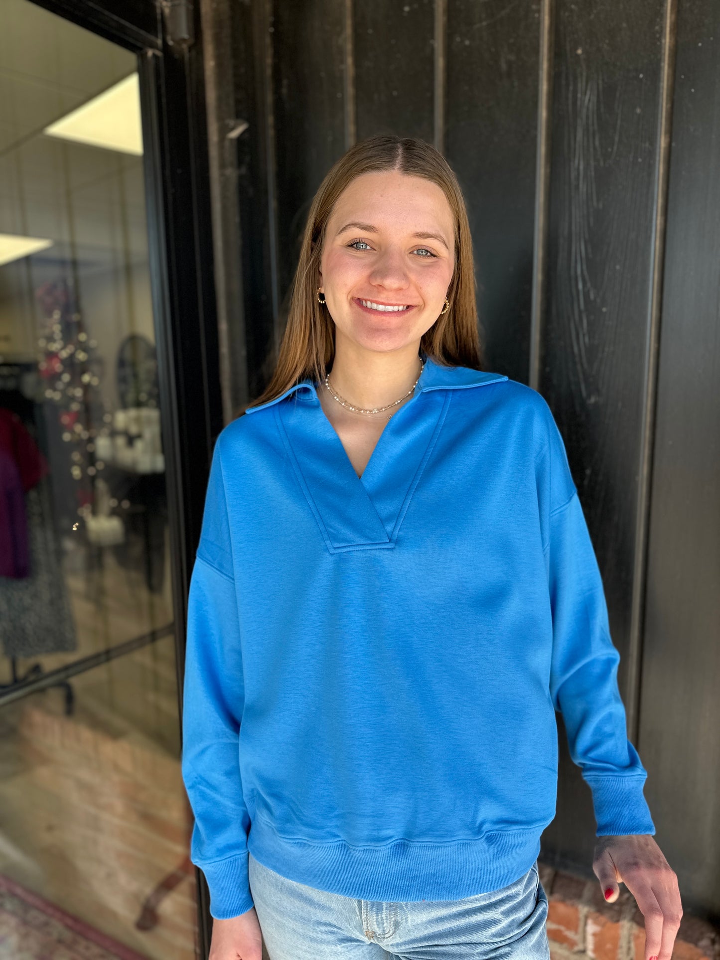 Blue V neck pullover