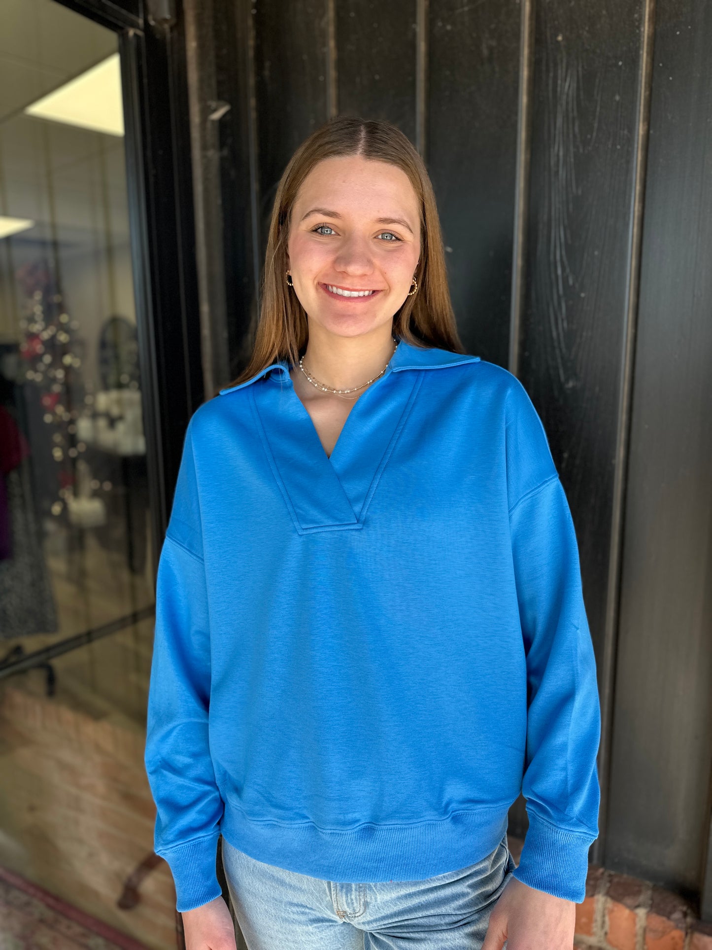 Blue V neck pullover