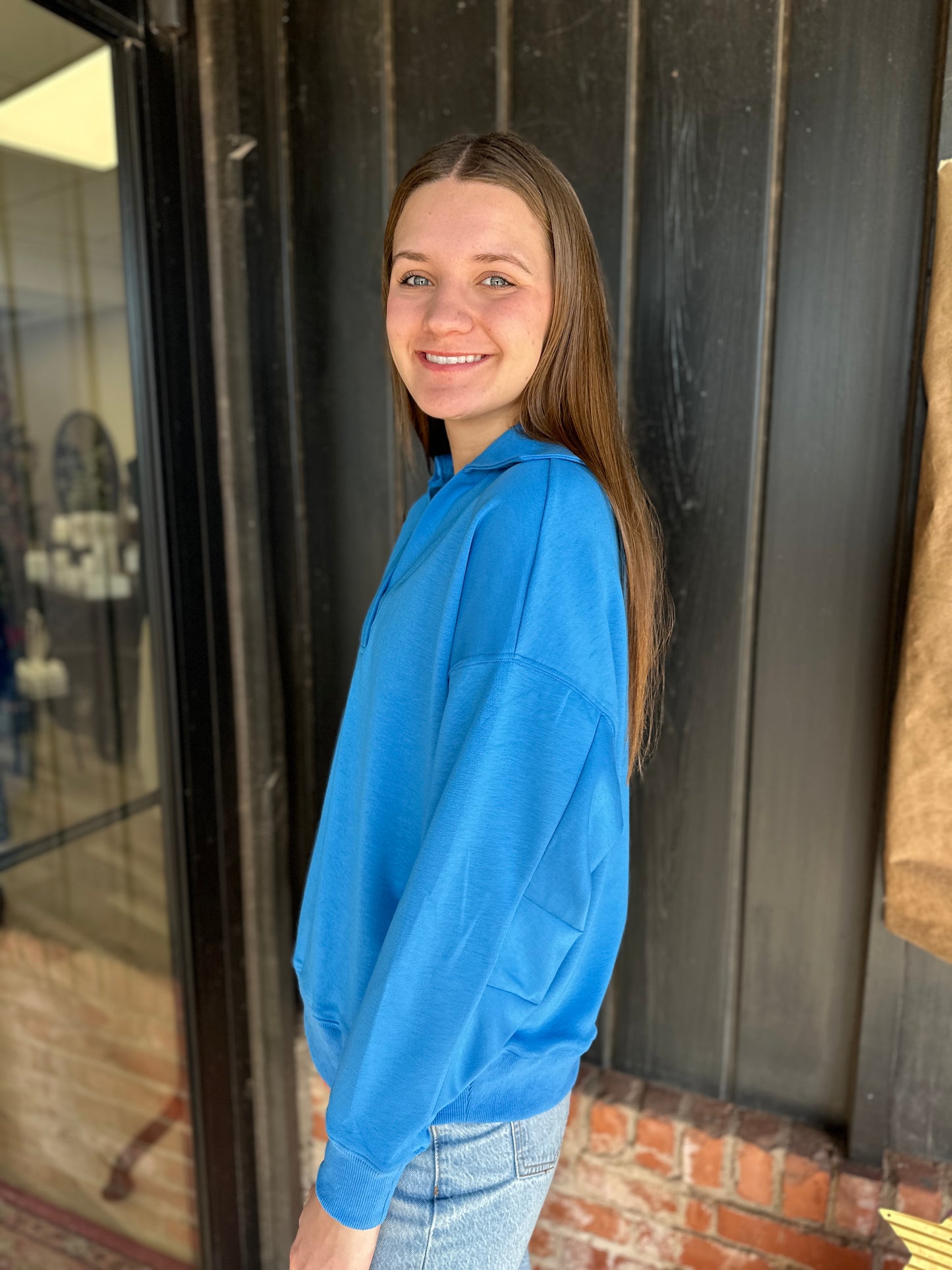 Blue V neck pullover