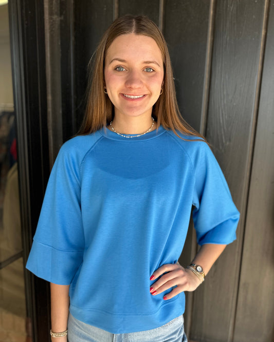 Blue Raglan Short Sleeve Top