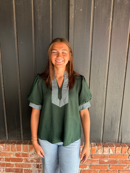 The Lolly Green and White contrast top