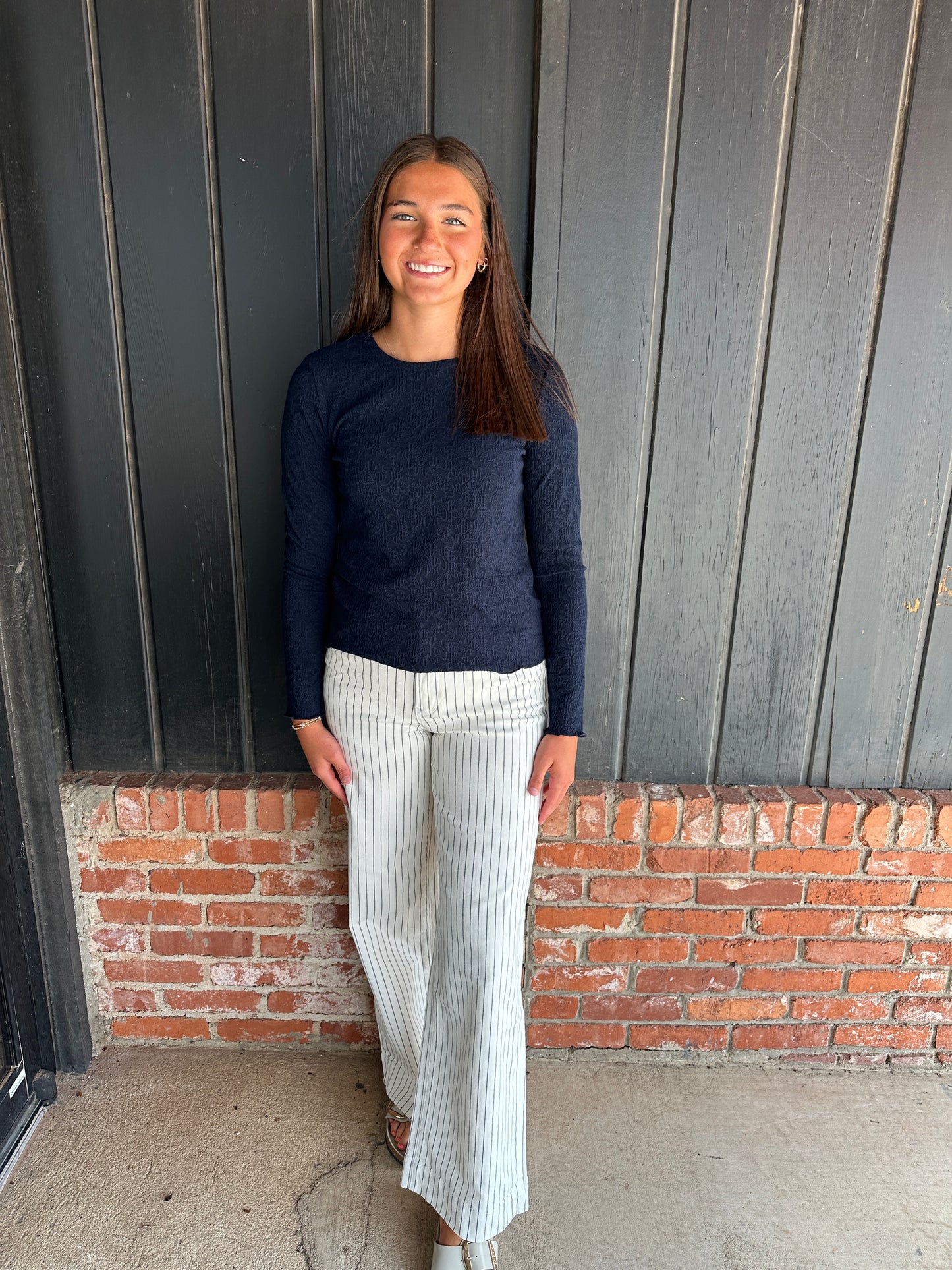 Vervet Olivia Wide Leg stripe jean