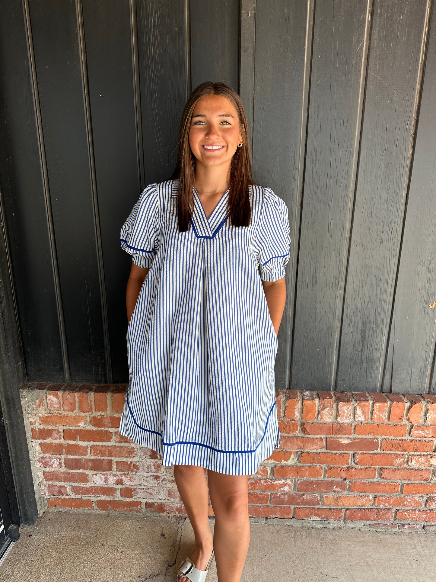 The Clara Blue Stripe Dress